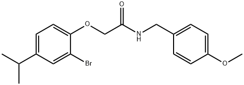 2-(2-bromo-4-isopropylphenoxy)-N-(4-methoxybenzyl)acetamide Struktur