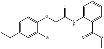 methyl 2-{[(2-bromo-4-ethylphenoxy)acetyl]amino}benzoate Struktur