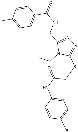 N-[(5-{[2-(4-bromoanilino)-2-oxoethyl]sulfanyl}-4-ethyl-4H-1,2,4-triazol-3-yl)methyl]-4-methylbenzamide Struktur