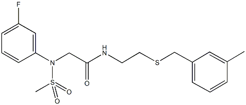 2-[3-fluoro(methylsulfonyl)anilino]-N-{2-[(3-methylbenzyl)sulfanyl]ethyl}acetamide Struktur