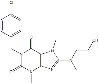 1-(4-chlorobenzyl)-8-[(2-hydroxyethyl)(methyl)amino]-3,7-dimethyl-3,7-dihydro-1H-purine-2,6-dione Struktur