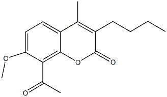 8-acetyl-3-butyl-7-methoxy-4-methyl-2H-chromen-2-one Struktur