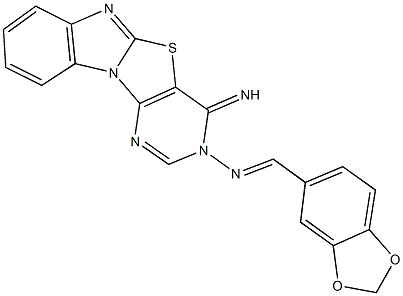 N-(1,3-benzodioxol-5-ylmethylene)-N-(4-iminopyrimido[4',5':4,5][1,3]thiazolo[3,2-a]benzimidazol-3(4H)-yl)amine Struktur