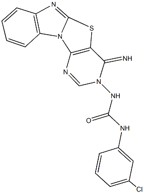 N-(3-chlorophenyl)-N'-(4-iminopyrimido[4',5':4,5][1,3]thiazolo[3,2-a]benzimidazol-3(4H)-yl)urea Struktur