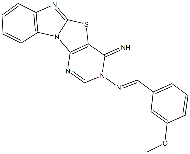 N-(4-iminopyrimido[4',5':4,5][1,3]thiazolo[3,2-a]benzimidazol-3(4H)-yl)-N-(3-methoxybenzylidene)amine Struktur