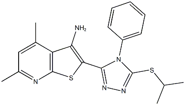 2-[5-(isopropylsulfanyl)-4-phenyl-4H-1,2,4-triazol-3-yl]-4,6-dimethylthieno[2,3-b]pyridin-3-ylamine Struktur