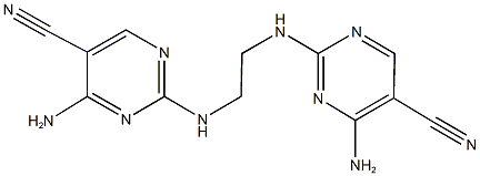 4-amino-2-({2-[(4-amino-5-cyano-2-pyrimidinyl)amino]ethyl}amino)-5-pyrimidinecarbonitrile Struktur