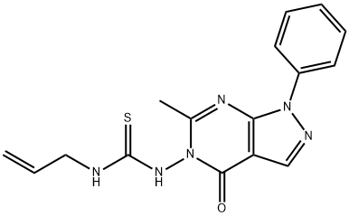 N-allyl-N'-(6-methyl-4-oxo-1-phenyl-1,4-dihydro-5H-pyrazolo[3,4-d]pyrimidin-5-yl)thiourea Struktur