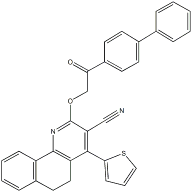 2-(2-[1,1'-biphenyl]-4-yl-2-oxoethoxy)-4-(2-thienyl)-5,6-dihydrobenzo[h]quinoline-3-carbonitrile Struktur