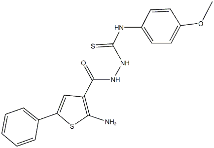 2-[(2-amino-5-phenyl-3-thienyl)carbonyl]-N-(4-methoxyphenyl)hydrazinecarbothioamide Struktur