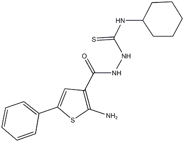 2-[(2-amino-5-phenyl-3-thienyl)carbonyl]-N-cyclohexylhydrazinecarbothioamide Struktur