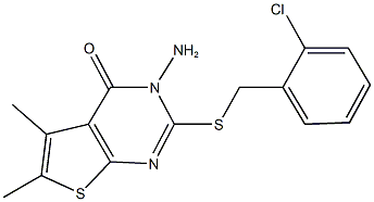 3-amino-2-[(2-chlorobenzyl)sulfanyl]-5,6-dimethylthieno[2,3-d]pyrimidin-4(3H)-one Struktur