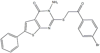 3-amino-2-{[2-(4-bromophenyl)-2-oxoethyl]sulfanyl}-6-phenylthieno[2,3-d]pyrimidin-4(3H)-one Struktur