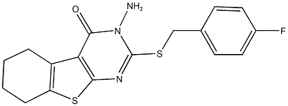 3-amino-2-[(4-fluorobenzyl)sulfanyl]-5,6,7,8-tetrahydro[1]benzothieno[2,3-d]pyrimidin-4(3H)-one Struktur