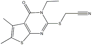 [(3-ethyl-5,6-dimethyl-4-oxo-3,4-dihydrothieno[2,3-d]pyrimidin-2-yl)sulfanyl]acetonitrile Struktur