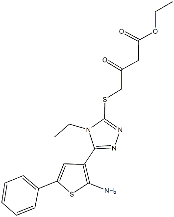 ethyl 4-{[5-(2-amino-5-phenyl-3-thienyl)-4-ethyl-4H-1,2,4-triazol-3-yl]sulfanyl}-3-oxobutanoate Struktur