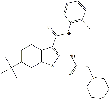 6-tert-butyl-N-(2-methylphenyl)-2-[(4-morpholinylacetyl)amino]-4,5,6,7-tetrahydro-1-benzothiophene-3-carboxamide Struktur