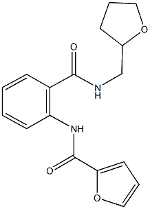 N-(2-{[(tetrahydro-2-furanylmethyl)amino]carbonyl}phenyl)-2-furamide Struktur