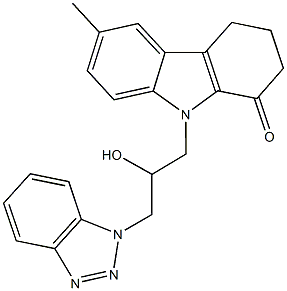 9-[3-(1H-1,2,3-benzotriazol-1-yl)-2-hydroxypropyl]-6-methyl-2,3,4,9-tetrahydro-1H-carbazol-1-one Struktur