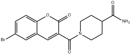 1-[(6-bromo-2-oxo-2H-chromen-3-yl)carbonyl]-4-piperidinecarboxamide Struktur