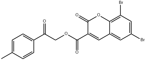 2-(4-methylphenyl)-2-oxoethyl 6,8-dibromo-2-oxo-2H-chromene-3-carboxylate Struktur