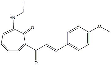 2-(ethylamino)-7-[3-(4-methoxyphenyl)acryloyl]-2,4,6-cycloheptatrien-1-one Struktur