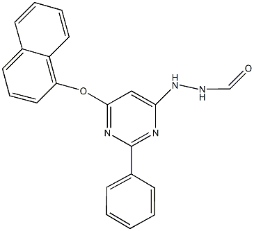 N'-[6-(1-naphthyloxy)-2-phenyl-4-pyrimidinyl]formic hydrazide Struktur