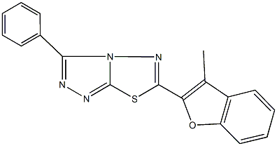 6-(3-methyl-1-benzofuran-2-yl)-3-phenyl[1,2,4]triazolo[3,4-b][1,3,4]thiadiazole Struktur