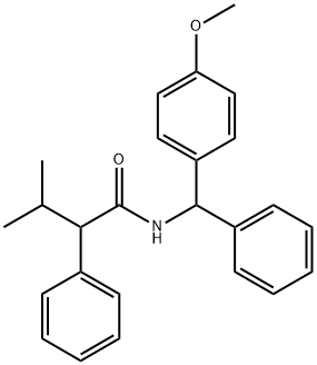 N-[(4-methoxyphenyl)(phenyl)methyl]-3-methyl-2-phenylbutanamide Struktur