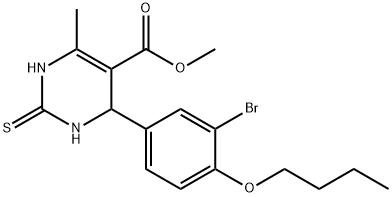 methyl 6-(3-bromo-4-butoxyphenyl)-4-methyl-2-sulfanyl-1,6-dihydropyrimidine-5-carboxylate Struktur