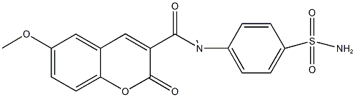 N-[4-(aminosulfonyl)phenyl]-6-methoxy-N-methyl-2-oxo-2H-chromene-3-carboxamide Struktur