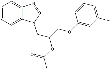 2-(2-methyl-1H-benzimidazol-1-yl)-1-[(3-methylphenoxy)methyl]ethyl acetate Struktur