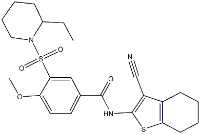 N-(3-cyano-4,5,6,7-tetrahydro-1-benzothien-2-yl)-3-[(2-ethyl-1-piperidinyl)sulfonyl]-4-methoxybenzamide Struktur