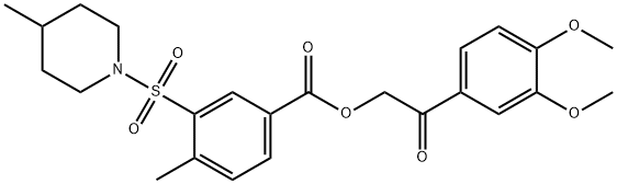 2-(3,4-dimethoxyphenyl)-2-oxoethyl 4-methyl-3-[(4-methyl-1-piperidinyl)sulfonyl]benzoate Struktur