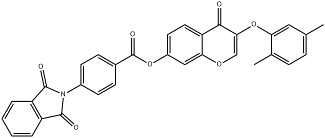 3-(2,5-dimethylphenoxy)-4-oxo-4H-chromen-7-yl 4-(1,3-dioxo-1,3-dihydro-2H-isoindol-2-yl)benzoate Struktur