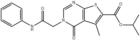 isopropyl 3-(2-anilino-2-oxoethyl)-5-methyl-4-oxo-3,4-dihydrothieno[2,3-d]pyrimidine-6-carboxylate Struktur