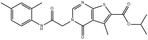 isopropyl 3-[2-(2,4-dimethylanilino)-2-oxoethyl]-5-methyl-4-oxo-3,4-dihydrothieno[2,3-d]pyrimidine-6-carboxylate Struktur