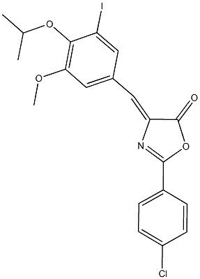 2-(4-chlorophenyl)-4-(3-iodo-4-isopropoxy-5-methoxybenzylidene)-1,3-oxazol-5(4H)-one Struktur