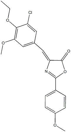 4-(3-chloro-4-ethoxy-5-methoxybenzylidene)-2-(4-methoxyphenyl)-1,3-oxazol-5(4H)-one Struktur