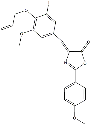 4-[4-(allyloxy)-3-iodo-5-methoxybenzylidene]-2-(4-methoxyphenyl)-1,3-oxazol-5(4H)-one Struktur