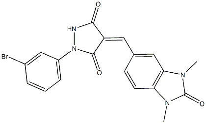 1-(3-bromophenyl)-4-[(1,3-dimethyl-2-oxo-2,3-dihydro-1H-benzimidazol-5-yl)methylene]-3,5-pyrazolidinedione Struktur