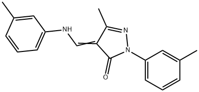 5-methyl-2-(3-methylphenyl)-4-(3-toluidinomethylene)-2,4-dihydro-3H-pyrazol-3-one Struktur