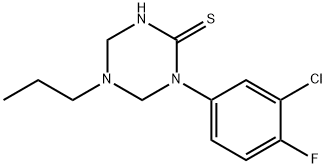 1-(3-chloro-4-fluorophenyl)-5-propyl-1,3,5-triazinane-2-thione Struktur