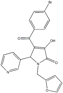 4-(4-bromobenzoyl)-1-(2-furylmethyl)-3-hydroxy-5-(3-pyridinyl)-1,5-dihydro-2H-pyrrol-2-one Struktur