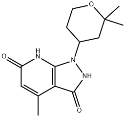 1-(2,2-dimethyltetrahydro-2H-pyran-4-yl)-3-hydroxy-4-methyl-1,7-dihydro-6H-pyrazolo[3,4-b]pyridin-6-one Struktur