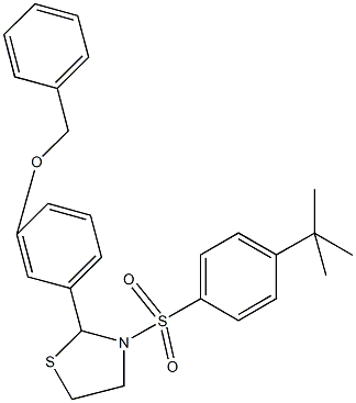 benzyl 3-{3-[(4-tert-butylphenyl)sulfonyl]-1,3-thiazolidin-2-yl}phenyl ether Struktur