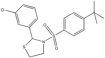 3-[(4-tert-butylphenyl)sulfonyl]-2-(3-chlorophenyl)-1,3-thiazolidine Struktur