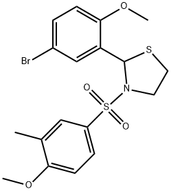 2-(5-bromo-2-methoxyphenyl)-3-[(4-methoxy-3-methylphenyl)sulfonyl]-1,3-thiazolidine Struktur