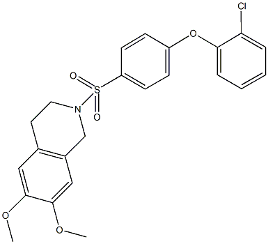 2-{[4-(2-chlorophenoxy)phenyl]sulfonyl}-6,7-dimethoxy-1,2,3,4-tetrahydroisoquinoline Struktur