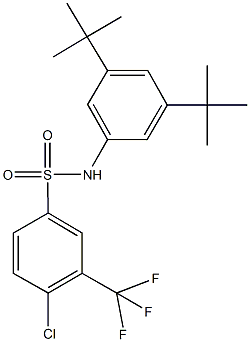 4-chloro-N-(3,5-ditert-butylphenyl)-3-(trifluoromethyl)benzenesulfonamide Struktur